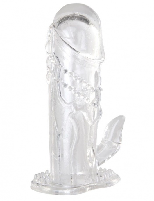 Прозрачная гелевая насадка с клиторальным отростком - 13 см. - Toyfa Basic - в Бердске купить с доставкой