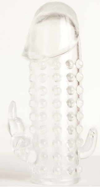 Гелевая прозрачная насадка с 2 отростками - 13 см. - Toyfa Basic - в Бердске купить с доставкой