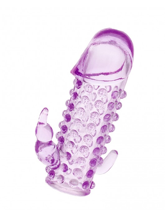 Закрытая фиолетовая насадка с 2 отростками - 13 см. - Toyfa Basic - в Бердске купить с доставкой