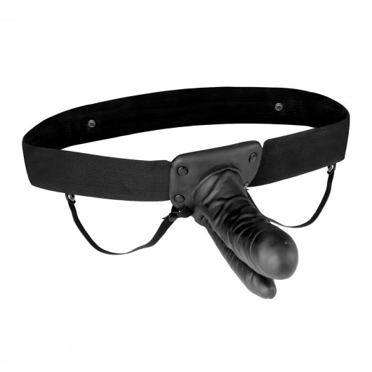 Полый страпон с двумя отростками и вибрацией Unisex Vibrating Hollow Strap-On Double Penetrating Dildo - 17,8 см. - Lux Fetish - купить с доставкой в Бердске