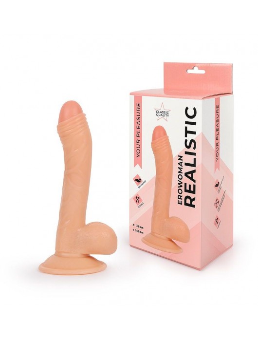 Фаллоимитатор с мошонкой Erowoman телесного цвета - Erowoman-Eroman