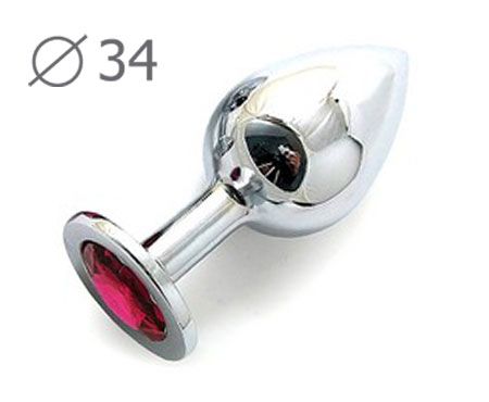 Коническая серебристая анальная втулка с малиновым кристаллом - 8,2 см. - Anal Jewelry Plug - купить с доставкой в Бердске