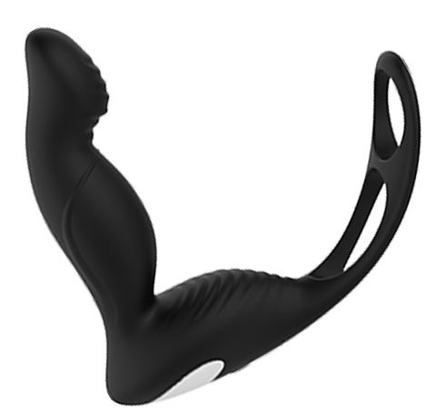 Черный вибромассажер простаты P-PLEASER W ERECTION ENHANCE - Dream Toys - в Бердске купить с доставкой