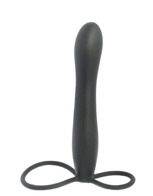 Черная насадка на пенис для двойной стимуляции Mojo BlackJack - 15 см. - Seven Creations - в Бердске купить с доставкой