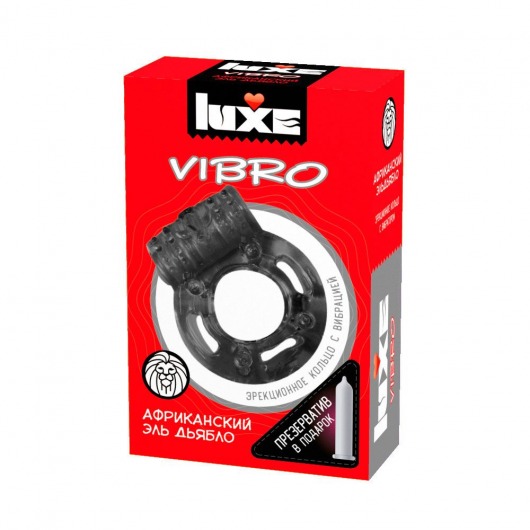 Чёрное эрекционное виброкольцо Luxe VIBRO  Африканский Эль Дьябло  + презерватив - Luxe - в Бердске купить с доставкой
