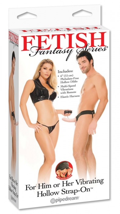 Полый страпон унисекс телесного цвета с вибрацией For Him or Her ​Vibrating Hollow Strap-On - 15 см. - Pipedream - купить с доставкой в Бердске