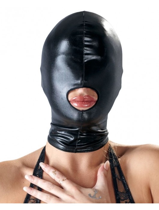 Черная эластичная маска на голову с отверстием для рта - Orion - купить с доставкой в Бердске