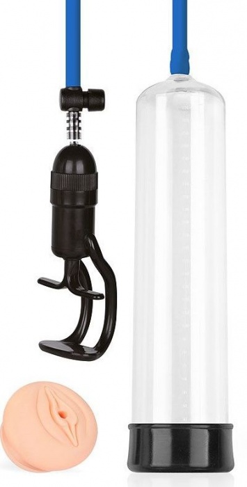 Прозрачная вакуумная помпа Sex Expert с насадкой-вагиной - Sex Expert - в Бердске купить с доставкой