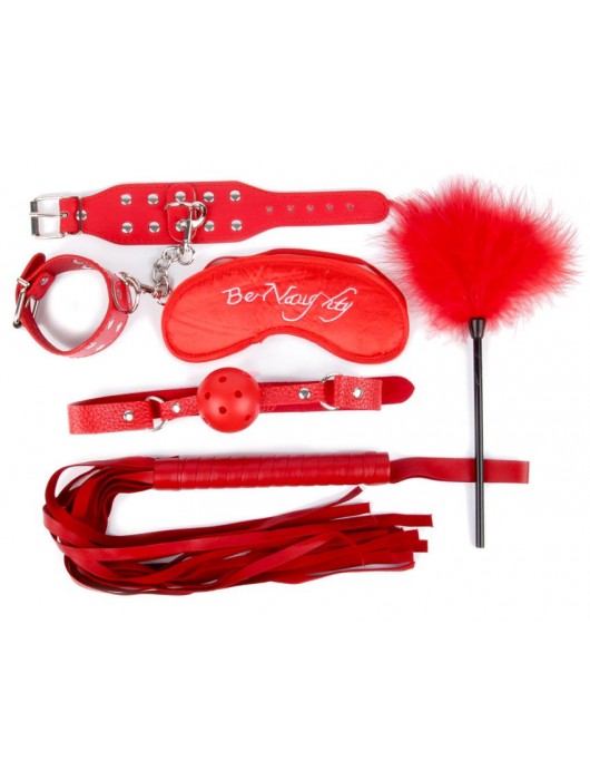 Набор красных БДСМ-аксессуаров из 5 предметов - Notabu - купить с доставкой в Бердске