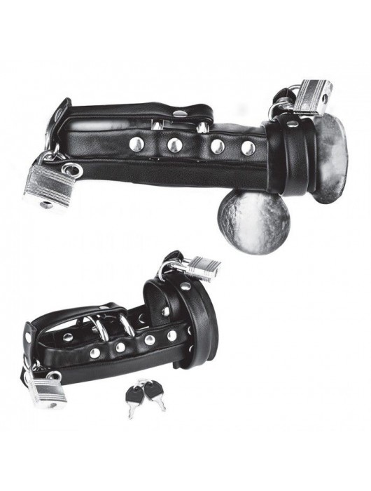 Плотная черная сбруя целомудрия для пениса на замочке - BlueLine - купить с доставкой в Бердске