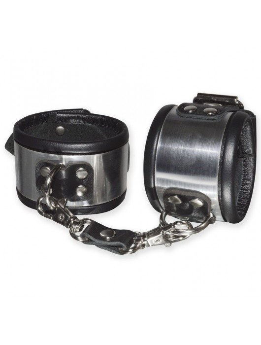 Эффектные серебристо-черные наручники с металлическим блеском - Sitabella - купить с доставкой в Бердске