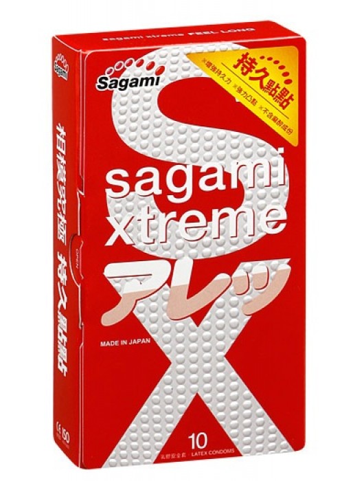 Утолщенные презервативы Sagami Xtreme Feel Long с точками - 10 шт. - Sagami - купить с доставкой в Бердске