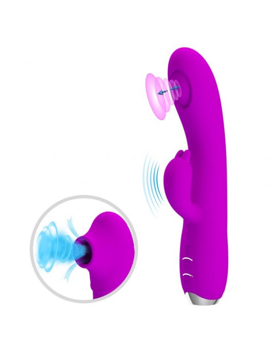 Лиловый вибратор Regina с пульсирующей головкой - 19,8 см. - Baile