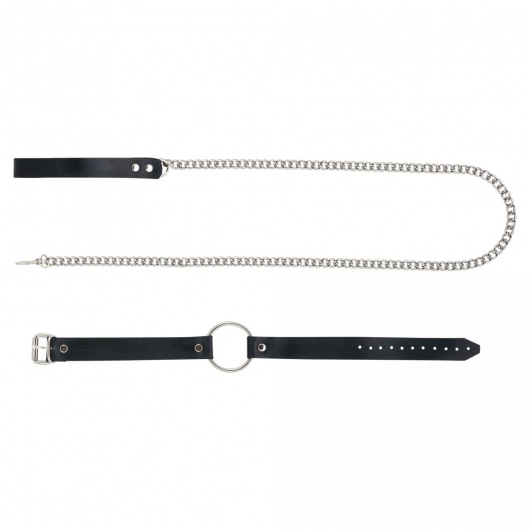 Черный поводок и чокер с кольцом Rada - Rebelts - купить с доставкой в Бердске
