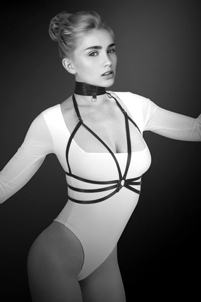 Черная упряжь на грудь Julia - Bijoux Pour Toi - купить с доставкой в Бердске