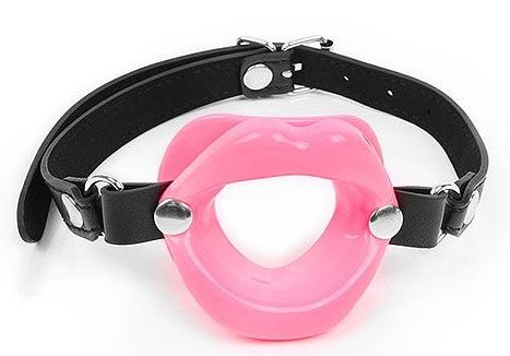 Розовый кляп-губки на черном ремешке - Notabu - купить с доставкой в Бердске