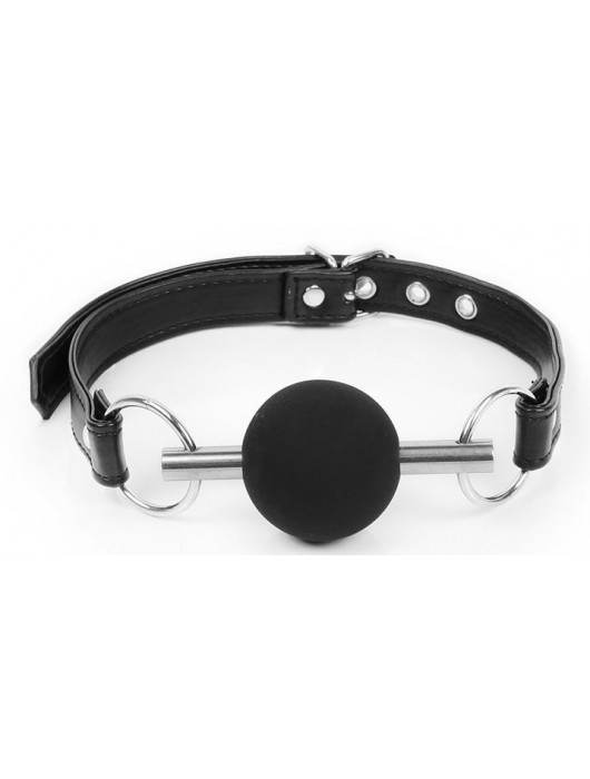 Черный силиконовый кляп-шарик на ремешке - Notabu - купить с доставкой в Бердске