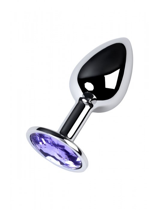 Серебристая конусовидная анальная пробка с фиолетовым кристаллом - 7 см. - ToyFa - купить с доставкой в Бердске