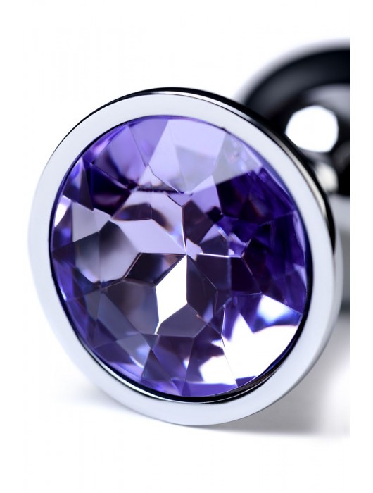 Серебристая конусовидная анальная пробка с фиолетовым кристаллом - 7 см. - ToyFa - купить с доставкой в Бердске