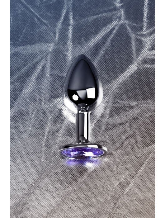 Серебристая конусовидная анальная пробка с фиолетовым кристаллом - 7 см. - ToyFa - купить с доставкой в Бердске