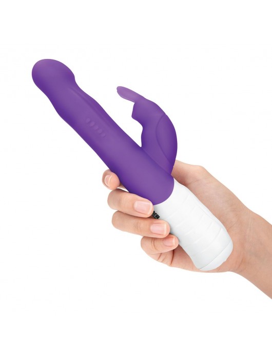 Фиолетовый тонкий вибратор-кролик с клиторальным отростком - 22 см. - Rabbit Essentials