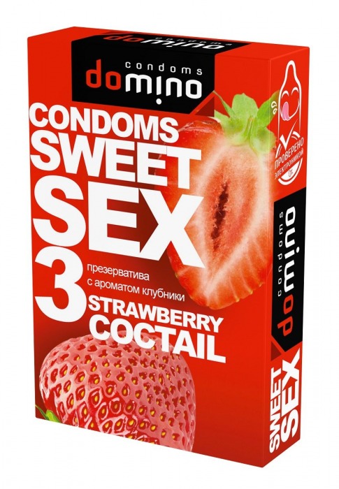 Презервативы для орального секса DOMINO Sweet Sex с ароматом клубничного коктейля  - 3 шт. - Domino - купить с доставкой в Бердске