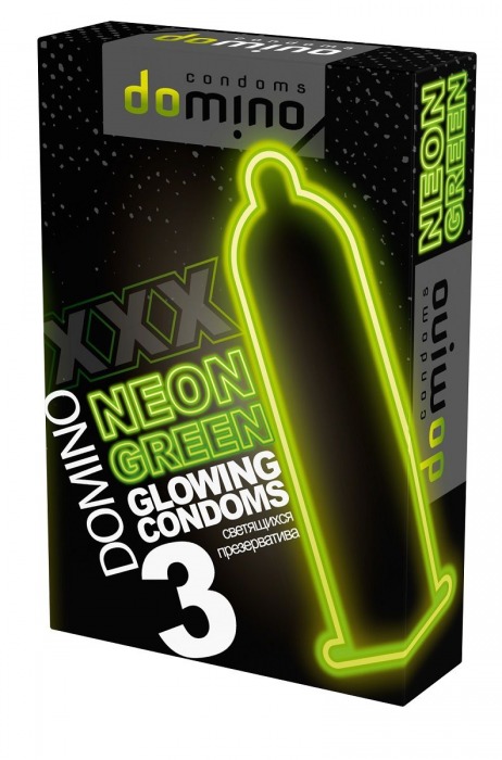 Презервативы DOMINO Neon Green со светящимся в темноте кончиком - 3 шт. - Domino - купить с доставкой в Бердске