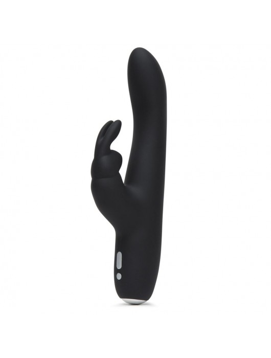 Черный вибратор с клиторальным отростком Greedy Girl Slimline Rabbit Vibrator - 22,8 см. - Fifty Shades of Grey