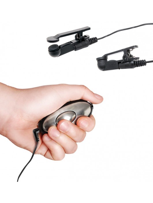 Черные электрические зажимы для сосков Shock Therapy Nipple Clamps - Pipedream - купить с доставкой в Бердске