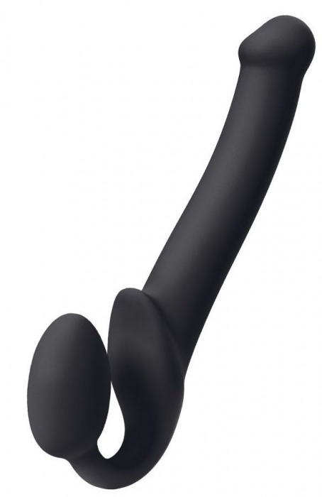 Черный безремневой страпон Silicone Bendable Strap-On M - Strap-on-me - купить с доставкой в Бердске