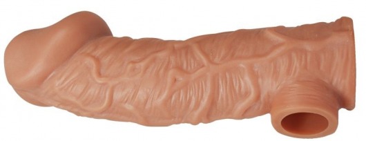 Телесная насадка на фаллос с отверстием для мошонки EXTREME SLEEVE - 17,6 см. - KOKOS - в Бердске купить с доставкой