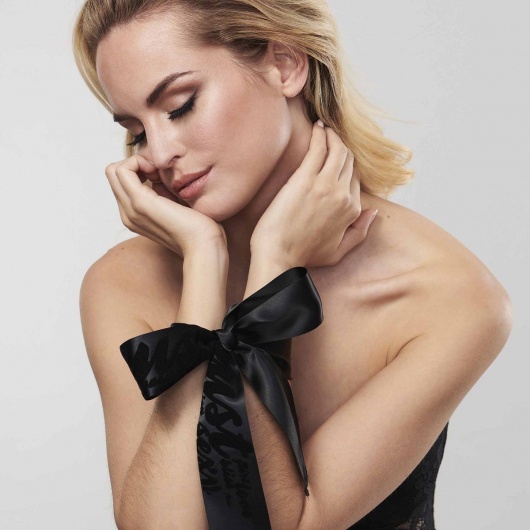 Черные ленты для связывания SILKY SENSUAL HANDCUFFS - Bijoux Indiscrets - купить с доставкой в Бердске