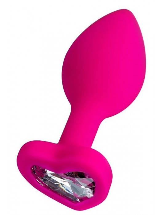 Розовая анальная втулка Diamond Heart с прозрачным кристаллом - 8 см. - ToyFa - купить с доставкой в Бердске