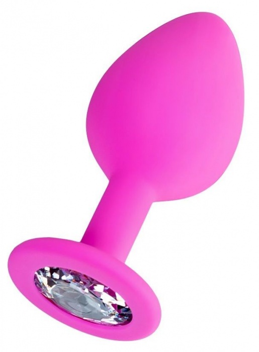 Розовая анальная втулка Brilliant с прозрачным кристаллом - 8 см. - ToyFa - купить с доставкой в Бердске