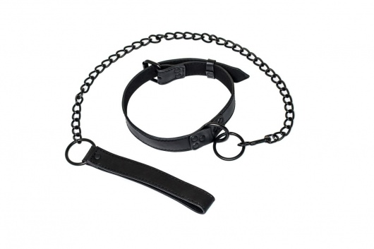 Черный ошейник Sin с поводком - Lola Games - купить с доставкой в Бердске