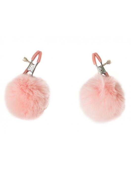 Зажимы на соски Angelic с розовыми меховыми шариками - Lola Games - купить с доставкой в Бердске