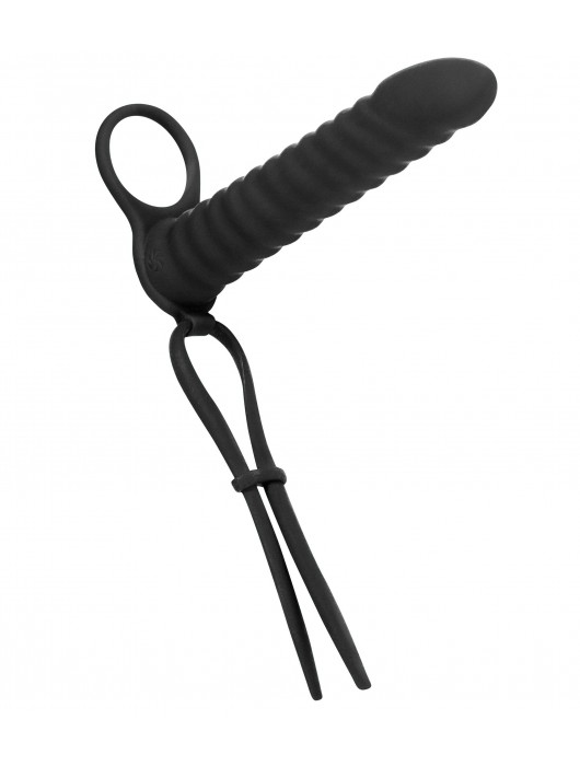 Черная вибронасадка для двойного проникновения Rori - 17 см. - Lola Games - купить с доставкой в Бердске