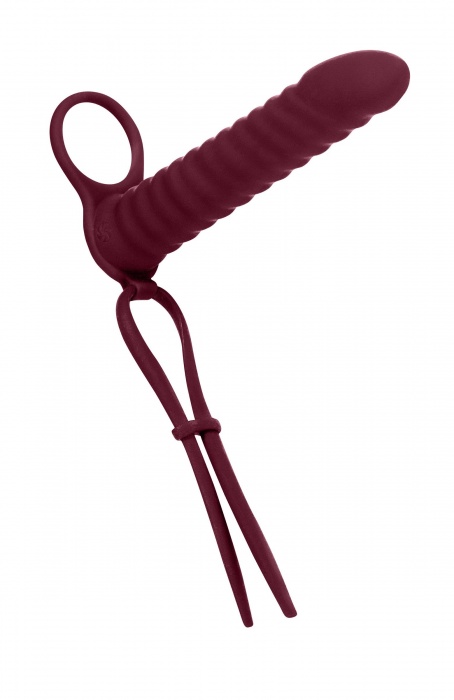 Бордовая вибронасадка для двойного проникновения Rori - 17 см. - Lola Games - купить с доставкой в Бердске