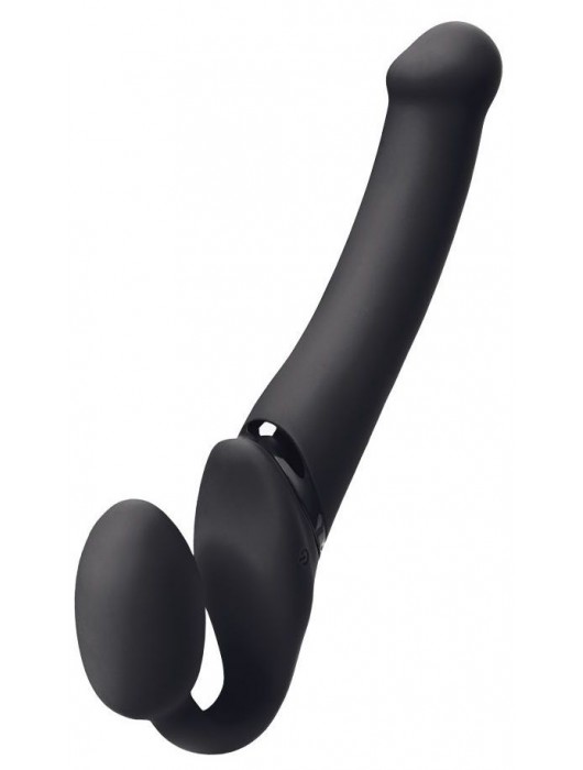 Черный безремневой вибрострапон Silicone Bendable Strap-On M - Strap-on-me - купить с доставкой в Бердске