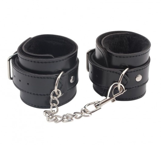 Черные оковы на ноги Obey Me Leather Ankle Cuffs - Chisa - купить с доставкой в Бердске