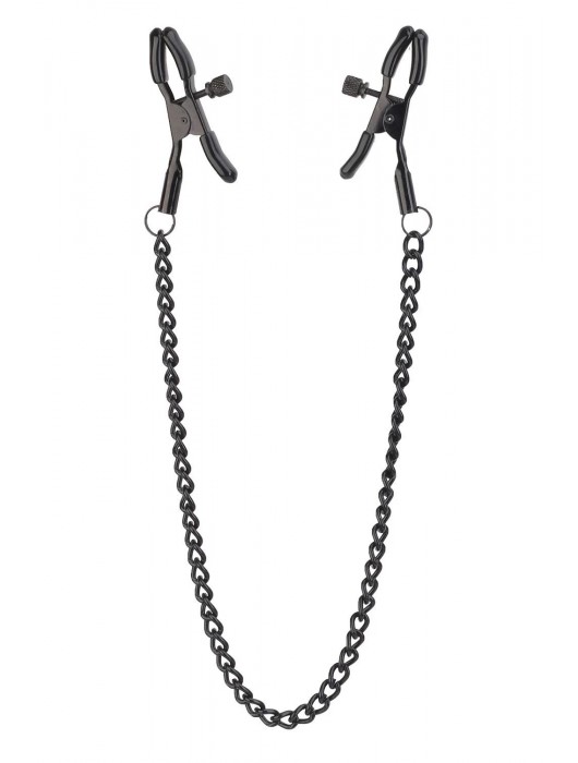 Черные зажимы на соски на цепочке BLAZE DELUXE NIPPLE CLAMPS - Dream Toys - купить с доставкой в Бердске