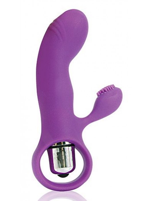 Фиолетовый вибромассажер COSMO с покрытым усиками клиторальным стимулятором - Cosmo