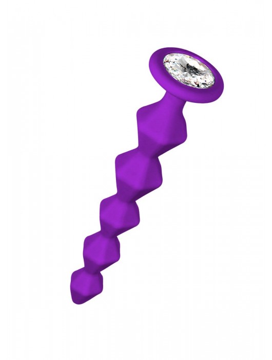 Фиолетовая анальная цепочка с кристаллом Buddy - 17,7 см. - Lola Games