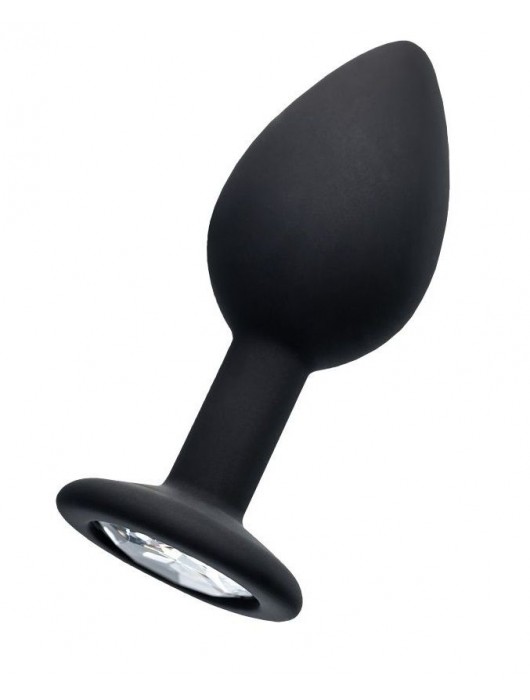 Черная анальная втулка с прозрачным стразом - 7,2 см. - POPO Pleasure - купить с доставкой в Бердске