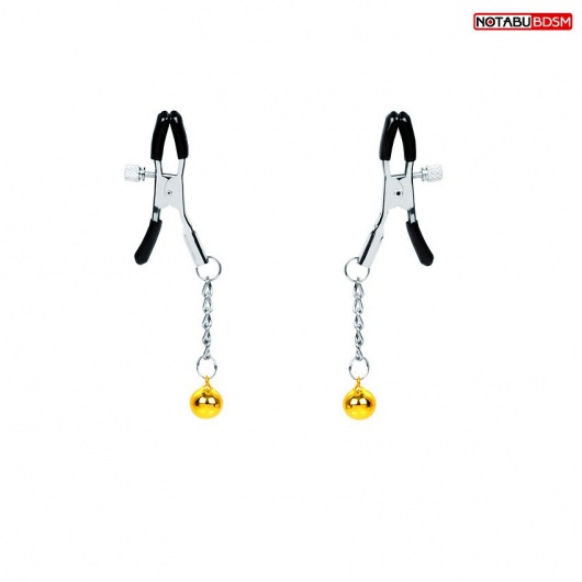 Оригинальные зажимы на соски с желтыми шариками - Notabu - купить с доставкой в Бердске