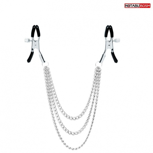 Оригинальные зажимы на соски с тройной цепочкой - Notabu - купить с доставкой в Бердске