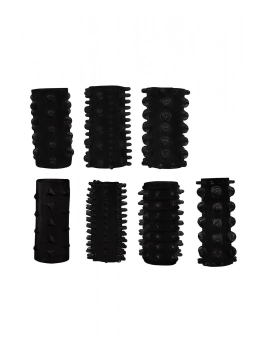 Набор из 7 черных насадок PENIS SLEEVES SET - Dream Toys - в Бердске купить с доставкой