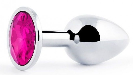 Серебристая анальная пробка с малиновым кристаллом - 7,2 см. - Anal Jewelry Plug - купить с доставкой в Бердске