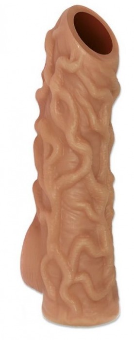 Телесная насадка с венками и открытой головкой Nude Sleeve M - 12 см. - KOKOS - в Бердске купить с доставкой