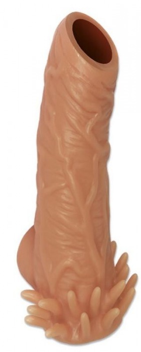 Телесная насадка с усиками и открытой головкой Nude Sleeve M - 12 см. - KOKOS - в Бердске купить с доставкой